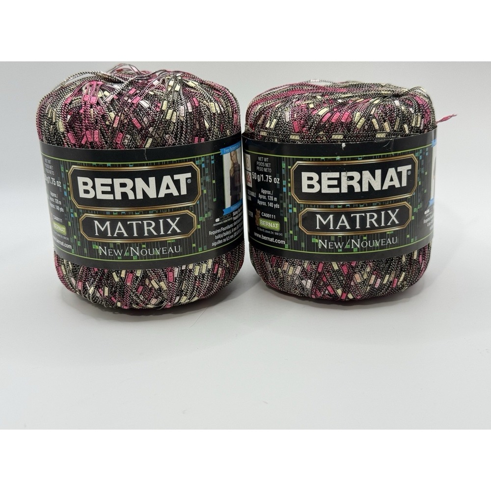 Bernat Matrix Password Pinks 02412 Yarn Lot Of 2 Skeins 50g 140 Yds Discontinued